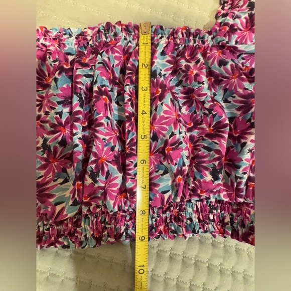 Lush Floral Long Puff Sleeve Cropped Top Size S. NWT - Picture 8 of 12